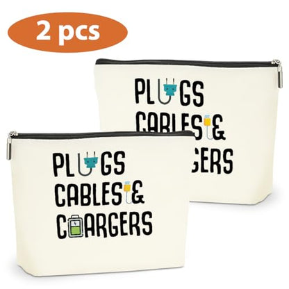 2 PCs Cable Organizer Bag Funny Makeup Bag Charger Bag Plugs Cosmetic Bag - color: Multicolor 0001