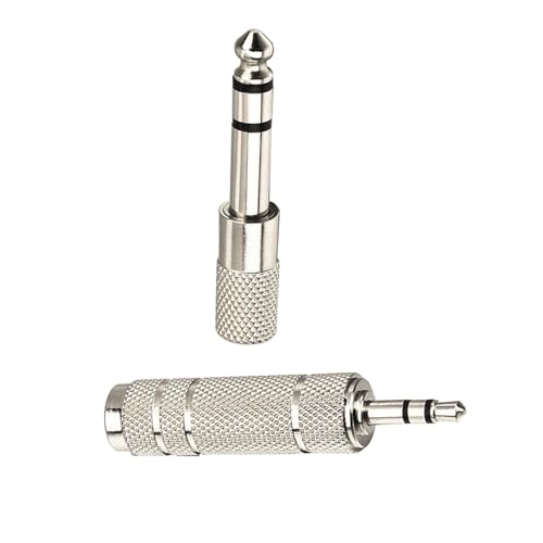 4pcs Audio Jack Adapter 3.5mm (1/8") TRS Stereo Male to 6.35mm (1/4") Female Jack Adapter & 3.5mm Female to 6.35mm Male Plug Audio Adapter Kit for Headphones/Microphones - size: 4pcs Silver