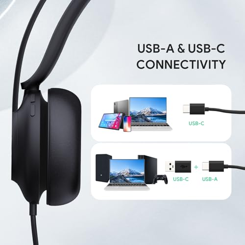 Yealink UH37 USB Headset with Mic Noise Cancelling Wired Headphone USB-C/A
