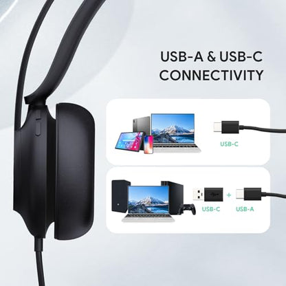 Yealink UH37 USB Headset with Mic Noise Cancelling Wired Headphone USB-C/A