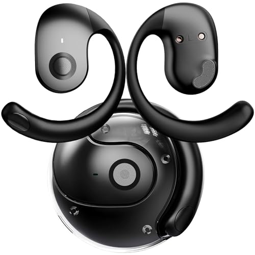 NEW Ultra Bone Conduction Earphones Open Earbuds with Immersive Audio Clear Call,Wireless Bluetooth Ear buds Stable Fit,Robust Bass,Sweat-Proof Sport Open-Ear Headphones with Mic,48H Playtime (Black)