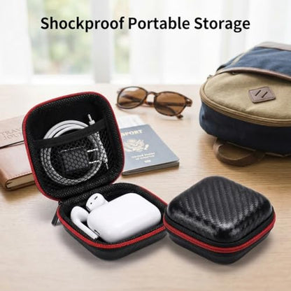 EVA Hard Shell Earphone Storage Case, Portable Zipper Cable Organizer Box, 7.5 x 7.5 x 3 cm for Earbuds, Charger and Travel Storage