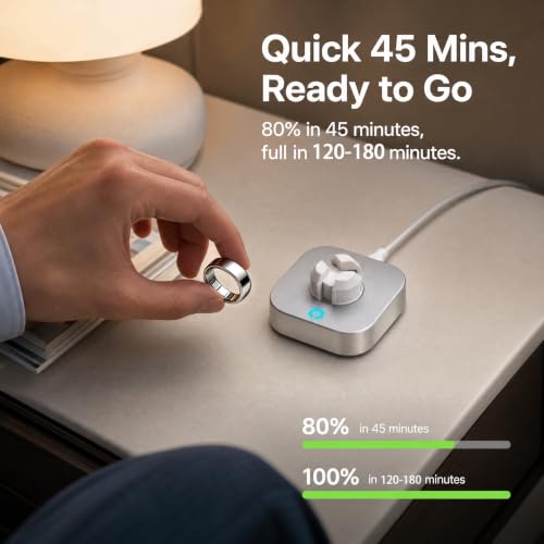 Fast Charger Compatible with Ou-ra Ring Gen 5, Size 6-12 | Replacement Charging Dock for Size 6/7/8/9/10/11/12, Portable Travel Charger with USB-C Cable (Not for Ring Gen 3/4)