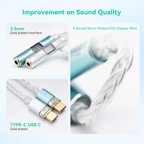 NICEHCK NK1 MAX Silver CX31993 Dual Chip USB C to 3.5 HiFi DAC Amp Cable - color: Pale Silver