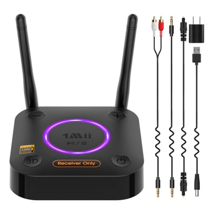1Mii B06Ultra Bluetooth 5.3 Receiver with LDAC for Hi-Res Wireless Audio, HiFi Bluetooth Audio Adapter w/Audiophile DAC, 3D Surround aptX HD Low Latency, Optical AUX 3.5mm Coaxial for Home Stereo - color: B06Ultra Black