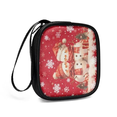 Christmas Cute Snowman Portable Wireless Headphone Case, Earphone Storage Bag Carrying Case, Earbud Holder with Handle Headphone Bag Travel - color: Christmas Cute Snowman