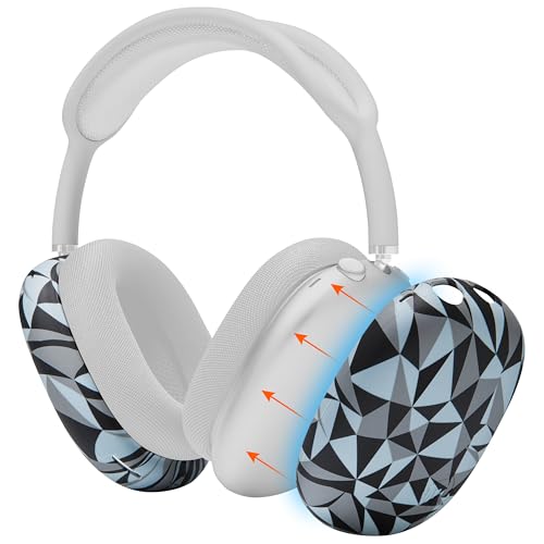 WC ShellZ Max - Protective Shell Covers for AirPods Max 1 & 2 | Made by Wicked Cushions | Made with Premium Silicone | Geo Grey - color: Geo Grey