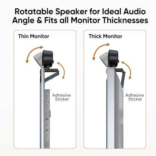 Inwa Computer Speakers with Microphone for Desktop PC, USB Wired Clip On Computer Sound Bar, Plug-n-Play Laptop Speaker w/Mic for Meeting/Gaming/Learning, Clear Audio, Easily Clamps to Monitors