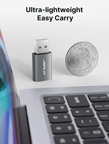 JSAUX 2 Pack USB to 3.5mm Jack Audio Adapter, Sound Card Support Mic TRRS | TRRS 4-pole, Nylon Braided, USB to Aux Jack, Plug and Play, for Headset Headphone Windows Mac Linux PC PS5 PS4 Switch 2 - color: Grey