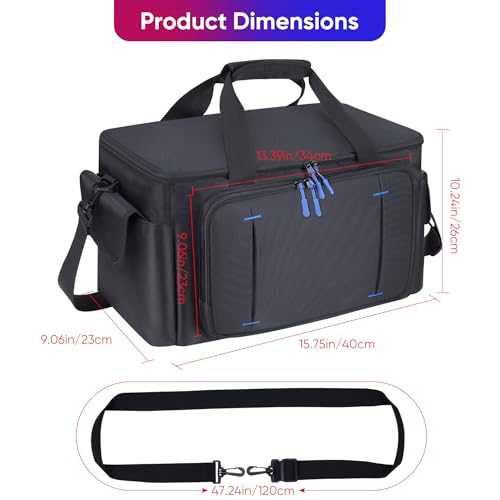 Large DJ Cable File Bag with Multi-Compartment & Pocket for Music Equipment | Large Capacity with 8 Detachable Dividers, Soft Thick Padded, Multi-pocket, Adjustable Shoulder Strap and Carry Handle