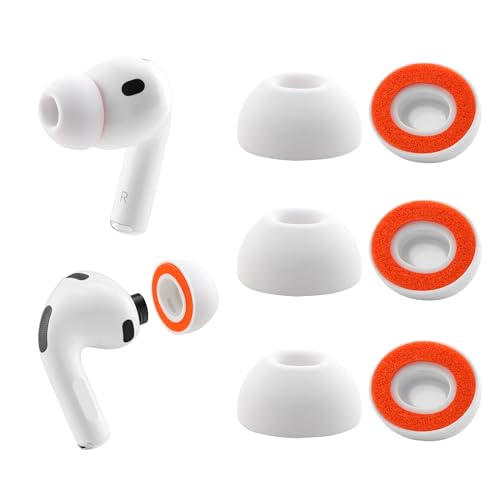 Replacement Foam Ear Tips for AirPods Pro 3 Silicone Shield (L) | Ultimate Comfort, 3 Pairs (White, Large) - size: Large