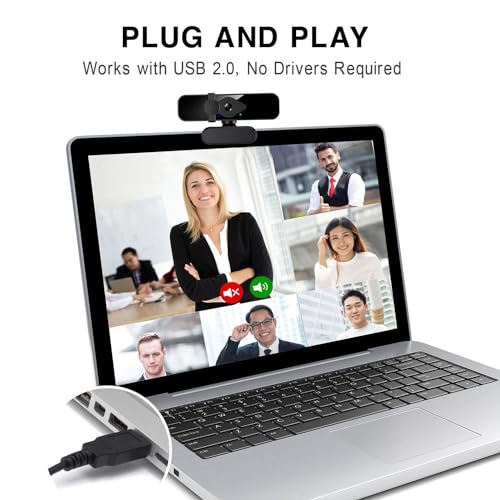 2K Webcam for PC, 85° View USB Computer Camera, with Noise Canceling Microphone & Privacy Cover, HD Web Cameras for Desktop Laptop Monitor Mac Streaming, Gaming & Video Calling - style: 2K Webcam