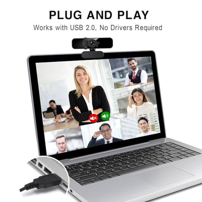 2K Webcam for PC, 85° View USB Computer Camera, with Noise Canceling Microphone & Privacy Cover, HD Web Cameras for Desktop Laptop Monitor Mac Streaming, Gaming & Video Calling - style: 2K Webcam