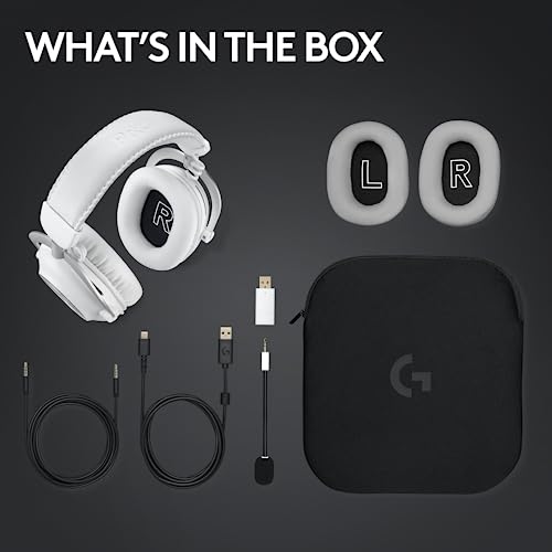 Logitech G PRO X 2 Lightspeed Wireless Gaming Headset - White | Bluetooth/USB/3.5mm Aux for PC, Detachable Boom Mic, DTS:X 2.0—7.1 Surround, 50mm Graphene Drivers - color: White