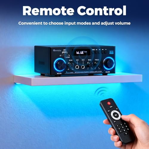 Romicta AK50MAX Stereo Audio Amplifier, Home Audio Stereo Receiver Bluetooth 5.0 with 400W 2.0 Channel FM Radio, Echo, USB, SD Card, AUX with Remote Control Home Theater Audio Stereo System - style: AK50MAX(AK45 Upgrade Version)