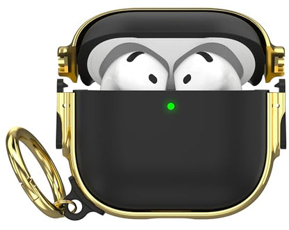 for AirPods 5/4 Case (2026/2024) with Double Safety Lock, Black Gold - color: Black + Gold, size: AirPods 5/4 Case (2026/2024)