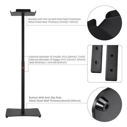 Speaker Stand for Bose S1 Pro Plus / S1 Pro+, Height Adjustable 25" - 39" Carbon Steel Floor Stand Bracket Base Mount Tripod for Bose S1 Pro Portable Bluetooth Speaker Wireless PA System