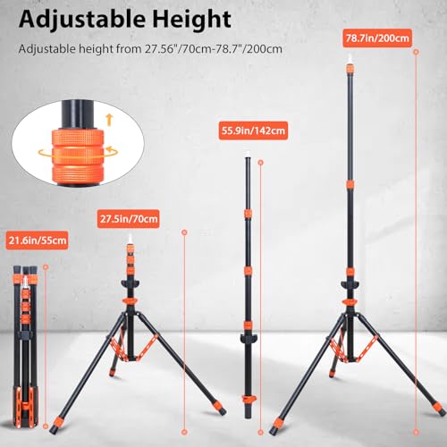 Photography Light Stand, 6.5ft Adjustable Reverse Folding Tripod Stand - color: 0range
