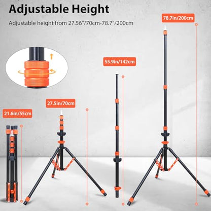 Photography Light Stand, 6.5ft Adjustable Reverse Folding Tripod Stand - color: 0range