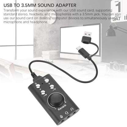 USB Sound Card,USB to 3.5mm Jack Audio Adapter,External Stereo Sound Card with Volume Control for PC Laptop Desktop Headset