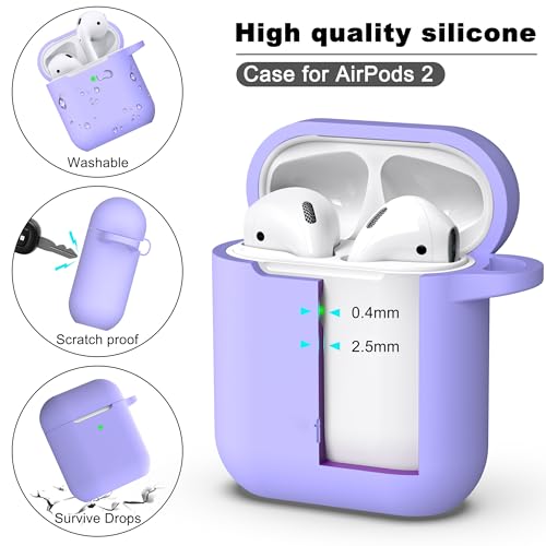 for AirPods 2nd/1st Case Silicone Cover, Lilac | Compatible with Apple AirPods 2nd/1st (2019/2016) Generation with Keychain & Cleaner Kit, Wireless Charging Compatible - color: E1-Lilac