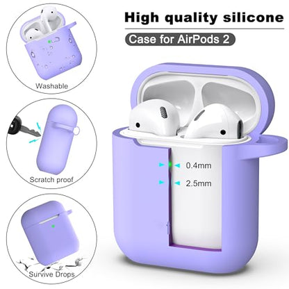 for AirPods 2nd/1st Case Silicone Cover, Lilac | Compatible with Apple AirPods 2nd/1st (2019/2016) Generation with Keychain & Cleaner Kit, Wireless Charging Compatible - color: E1-Lilac