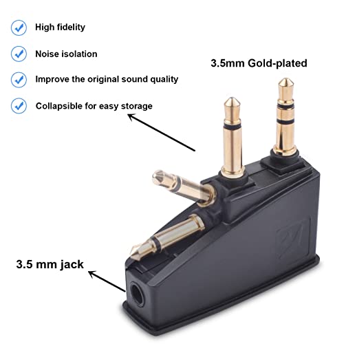 QC15 Airplane Headphone Adapter Compatible with Bose 700 QuietComfort 2 QC3 QC45 QC35 QC35ii QC15 QC25 QC20 NC700 SoundLink SoundLinkII AE2 AE2i AE2W and More Headphones, Golden Plated 3.5mm Jack - style: 3.5mm Jack Adapter