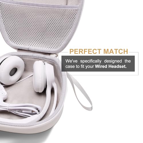 Case for Logitech H390/H391/Zone 301/H111/H570e Wired Headset White | Hard Carrying Travel Wired Headset Case for Logitech H390/H391/Zone 301/H111/H570e & JIAMQISHI/Poly Blackwire 3220/AOC - color: White
