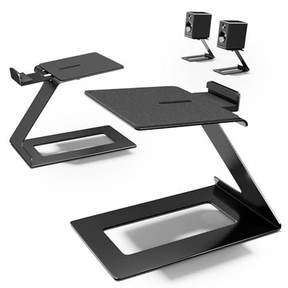 Desk Speaker Stands for Most Bookshelf Speakers, Depth Up to 7.71in, 1 Pair | 6° Tilt Aligns Speakers To Ears, Desktop Speaker Stands With Anti-Vibration Pads Reduce Resonance, Free Up Desk Space, Black - size: Height: 5.9"