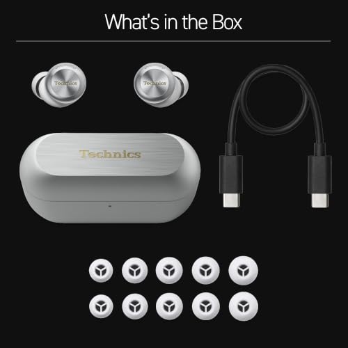 Technics Reference Class Hi-Fi Wireless Ear Buds, Dolby Atmos with Head Tracking, Adaptive Noise Cancelling, 3 Device Multipoint, 10-Hr Battery, Wireless Charging, Improved Fit, EAH-AZ100-S(Silver) | Head Tracking, Adaptive Noise-canceling, 3 Device Multi