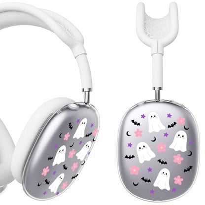 for AirPods Max Headphones Halloween Ear Covers for AirPods Max 2 | Cute Ghost Clear Ear Cups Cover | White Silicone Ear Pad Case Headband Cover for Apple AirPods Max 2/1 (2026/2024/2020) - color: Ghost L/White
