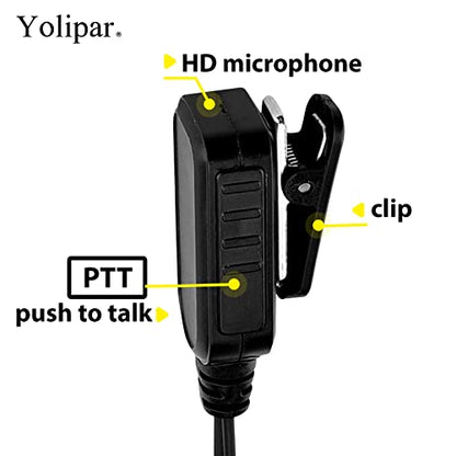 CLS1410 CLS1110 Earpiece Compatible with Motorola Radio CP200 GP300 GP2000 Walkie Talkie with PTT Mic 2 Pin Headset Single-Wire Surveillance Kit (D-Shaped, 2 PCS) - style: D-Shaped*2
