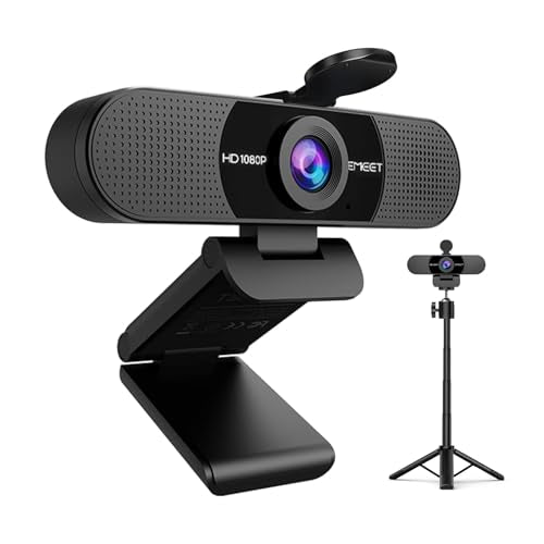 EMEET C960 Webcam with Tripod, 1080P Webcam with Mic, Adjustable Height | Desktop Tripod, C960 Web Camera with Privacy Cover, Plug & Play with Stand for Zoom/Skype/YouTube/FaceTime - style: 1080P Tripod