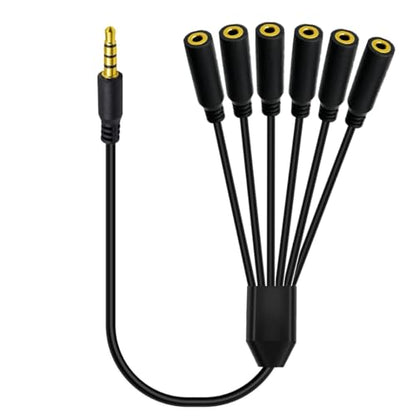 3.5mm Headphone Y Splitter Audio Cable (50cm) | 4Poles 1 to 6 Way 3.5mm (1/8") TRRS AUX Stereo Jack 1 Male to 6 Female Adapter Cord for Earphone,Headset,Laptop,Phone(6 Way) - style: 6 Way