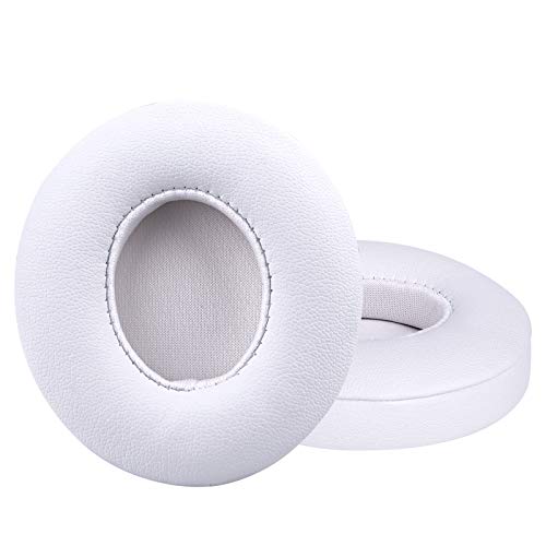 Professional Replacement Ear Pads for Beats Solo 2 & Solo 3 Wireless On-Ear Headphone/Soft Protein Leather/Noise Isolation Memory Foam/Strong Adhesive Tape/Cloud Like Comfort/Extra Durable - color: White