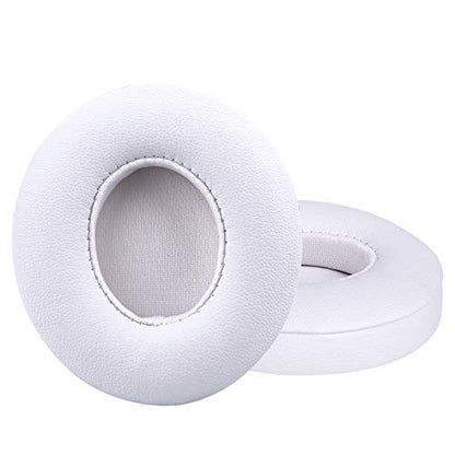 Professional Replacement Ear Pads for Beats Solo 2 & Solo 3 Wireless On-Ear Headphone/Soft Protein Leather/Noise Isolation Memory Foam/Strong Adhesive Tape/Cloud Like Comfort/Extra Durable - color: White
