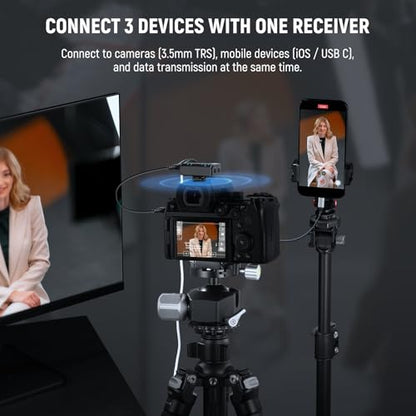 NEEWER CM29 Mini Wireless Microphone, 48KHz/24Bit Noise Cancelling Clip On Lav Mic, 25H Battery, 150m Range, Compatible with iPhone iPad Android DJI Insta360 Camera PC Mac (1RX+2TX+Charging Case) - style: CM29