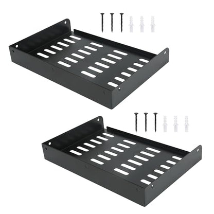 Metal Floating Shelf 12" x 8", 2 Pack Projector Shelf Wall Mounted WiFi Router Shelf for TV Components Speakers Game Console DVD Player