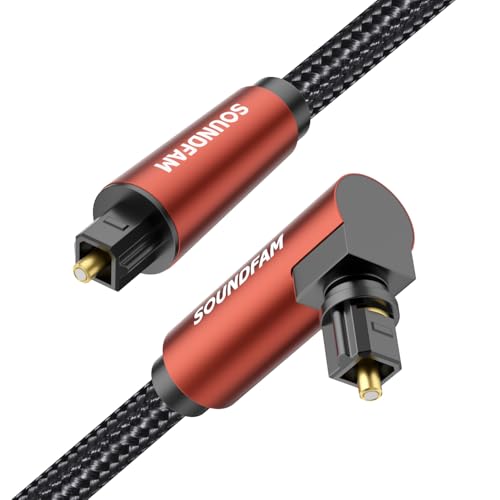 90-Degree Optical Audio Cable 10ft, 360° Swivel Right Angle Toslink Cable with Flexible Cotton Braid, Compatible with Soundbar, TV, PS5, Xbox, Home Theater for Lossless Audio - size: 10 ft, style: 90 Degree Optical Cable