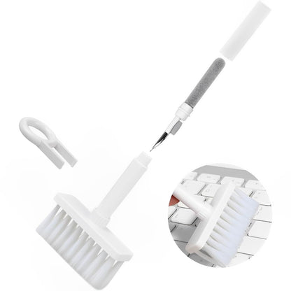 Soft Cleaning Brush 5 in 1 Multi-Function with Computer Cleaning Tools Kit (Key Remover, Flocking Sponge, Metal Pen Tip, High-Density Brush, Nylon Bristles). Cleaner kit for Keyboards, Earphones