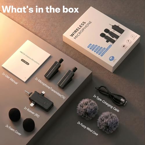 3 in 1 Wireless Mini Microphone for iPhone Android Phone Camera: Lavalier Lapel Mic for Video Recording - Noise Cancelling Clip on Shirt Microphones for Tiktok YouTube Podcast Vlogging
