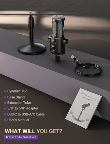 FIFINE AmpliTank TANK6S Vocal Dynamic Microphone XLR/USB Desktop Mic - size: TANK6S