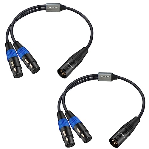 JOLGOO XLR Splitter Cable, Dual Female to Male Y Splitter Microphone, 2 Female to 1 Male, 1.6 Feet 2Pack - size: 1.6 Feet (2 Pack), style: XLR Male to Dual XLR Female
