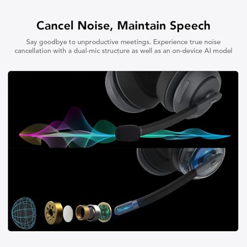 NUROUM HP31D Wireless Headset with Noise Cancelling Mic and Dongle | Charging Stand, Multi-Point, All-Day Comfort, Long Battery Life, One Button Mute, Versatile Connectivity