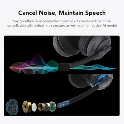 NUROUM HP31D Wireless Headset with Noise Cancelling Mic and Dongle | Charging Stand, Multi-Point, All-Day Comfort, Long Battery Life, One Button Mute, Versatile Connectivity