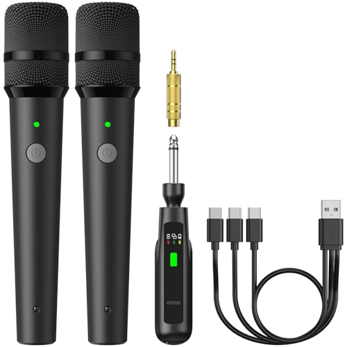 TONOR 2.4G Dual Wireless Microphones, Rechargeable Handheld Mic TW-220