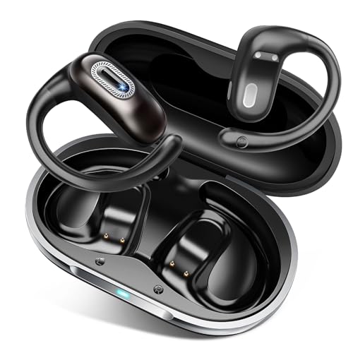 Qecnato Open Ear Headphones, Bluetooth 5.4 Earbuds, 50H, Air Conduction Ear Buds, HD Stereo Bass Over Ear Earphones with Earhooks, Ultra-Comfort Secure Fit, IPX7 Waterproof Headset for Working Sports | Air conduction, HD stereo bass, over-ear earhooks for