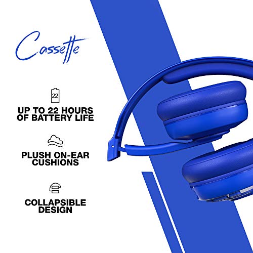 Skullcandy Cassette On-Ear Wireless Headphones, 22 Hr Battery, Microphone, Works with iPhone Android and Bluetooth Devices - Blue - color: Cobalt Blue, style: Cassette