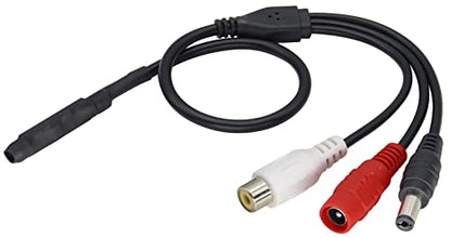 Surveillance Pickup Device Mic to RCA Surveillance Cable | Mic Audio Outdoor CCTV RCA Surveillance Microphone DVR High Preamp Amplified Pickup Device Mic External Camera Sound [3plug] - color: 3plug-Mic