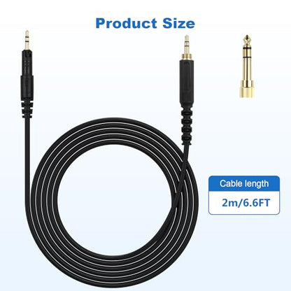 Replacement ATH-M50x Cable Aux Cord Compatible with Audio Technica ATH-M40x, ATH-M50x, ATH-M70x, ATH-M60x, 2.5mm to 3.5mm Headphones Audio Cord with 6.35mm Adapter, 6.6FT